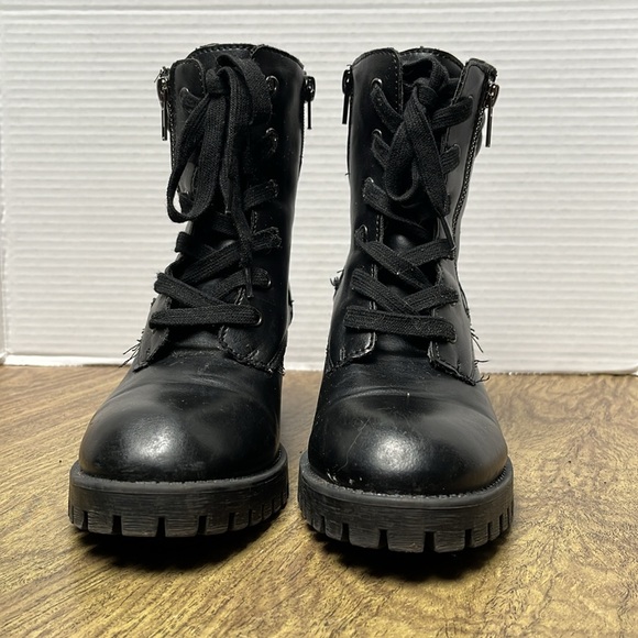 Madden Girl Black Lace Up Heeled Moto Combat Boots Size 7.5 - Picture 6 of 15